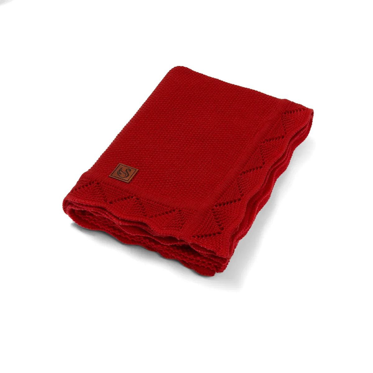Heirloom Lace Knit Baby Blanket in Red Xmas - Aaria Tees