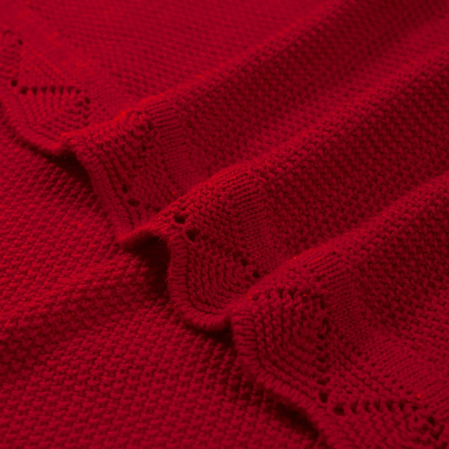 Heirloom Lace Knit Baby Blanket in Red Xmas - Aaria Tees Aaria Tees