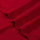 Heirloom Lace Knit Baby Blanket in Red Xmas - Aaria Tees Aaria Tees