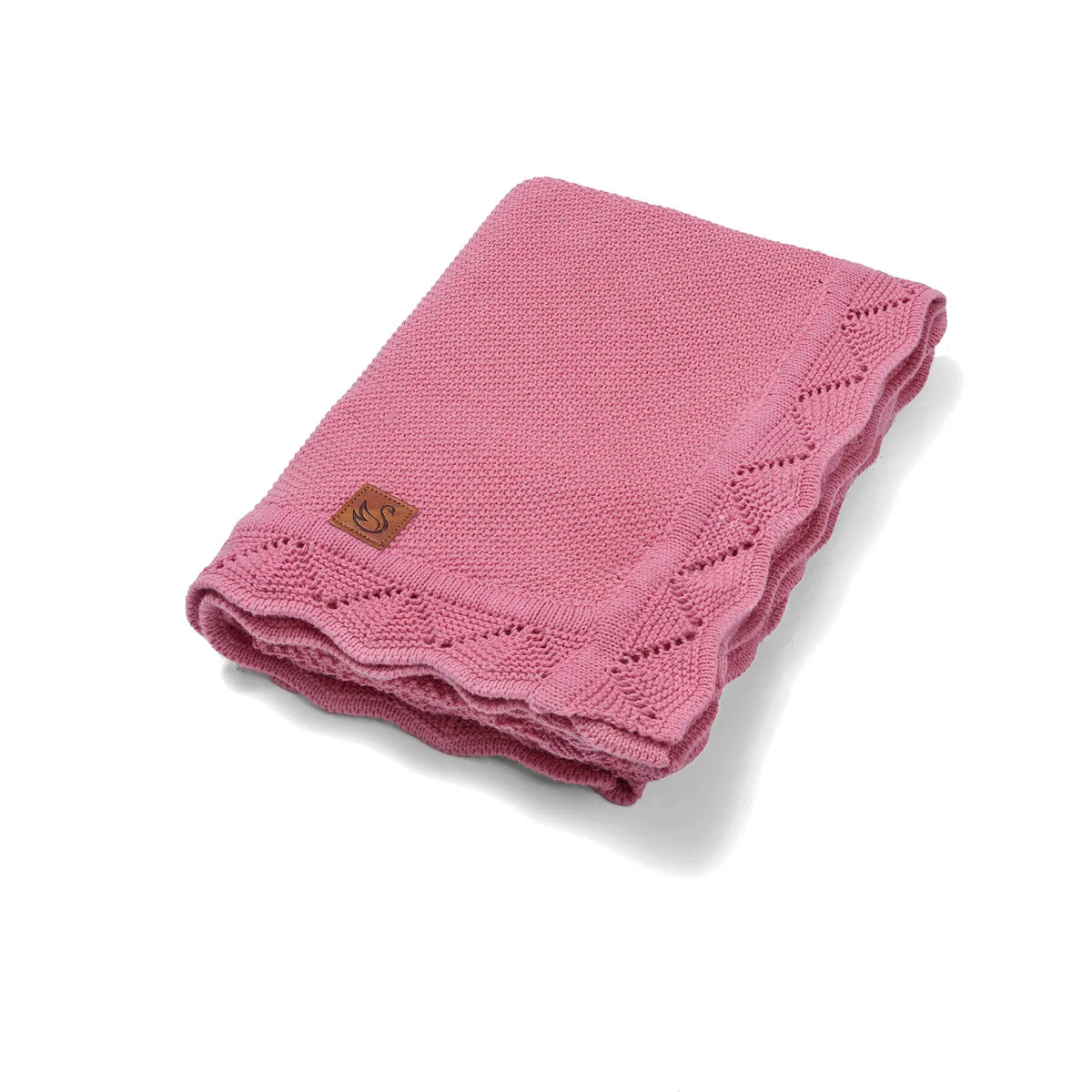 Heirloom Lace Knit Baby Blanket in Rose Pink - Aaria Tees