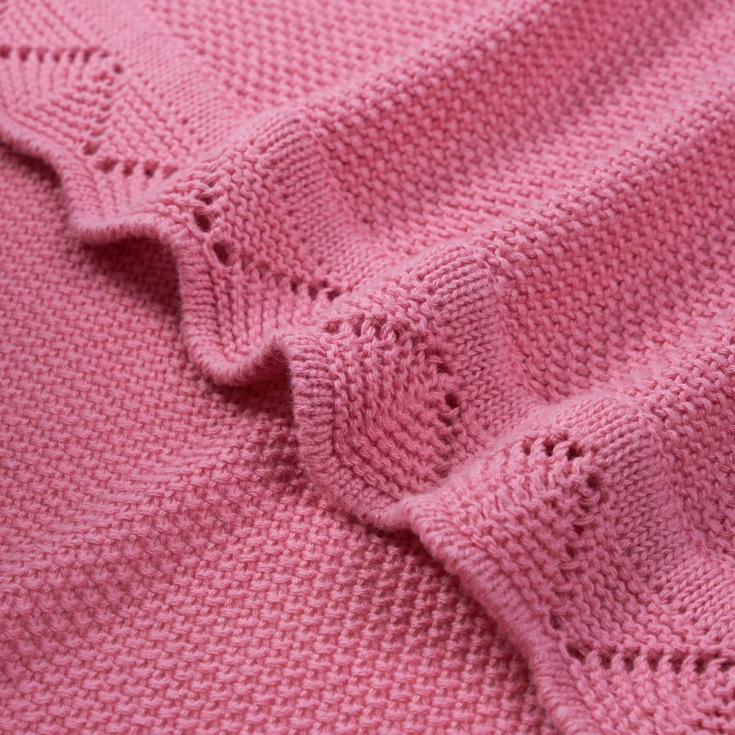 Heirloom Lace Knit Baby Blanket in Rose Pink - Aaria Tees Aaria Tees