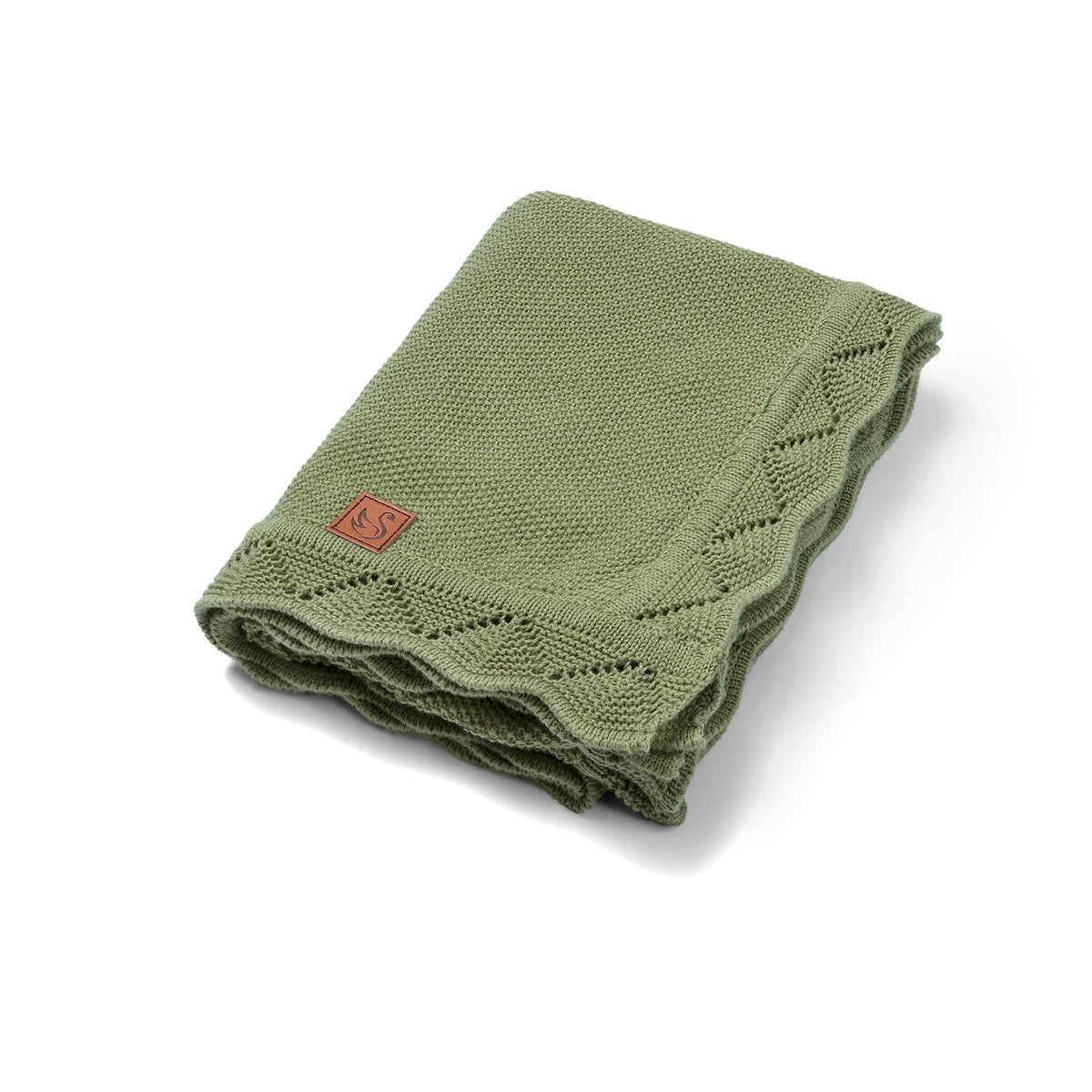Heirloom Lace Knit Baby Blanket in Sage Green - Aaria Tees
