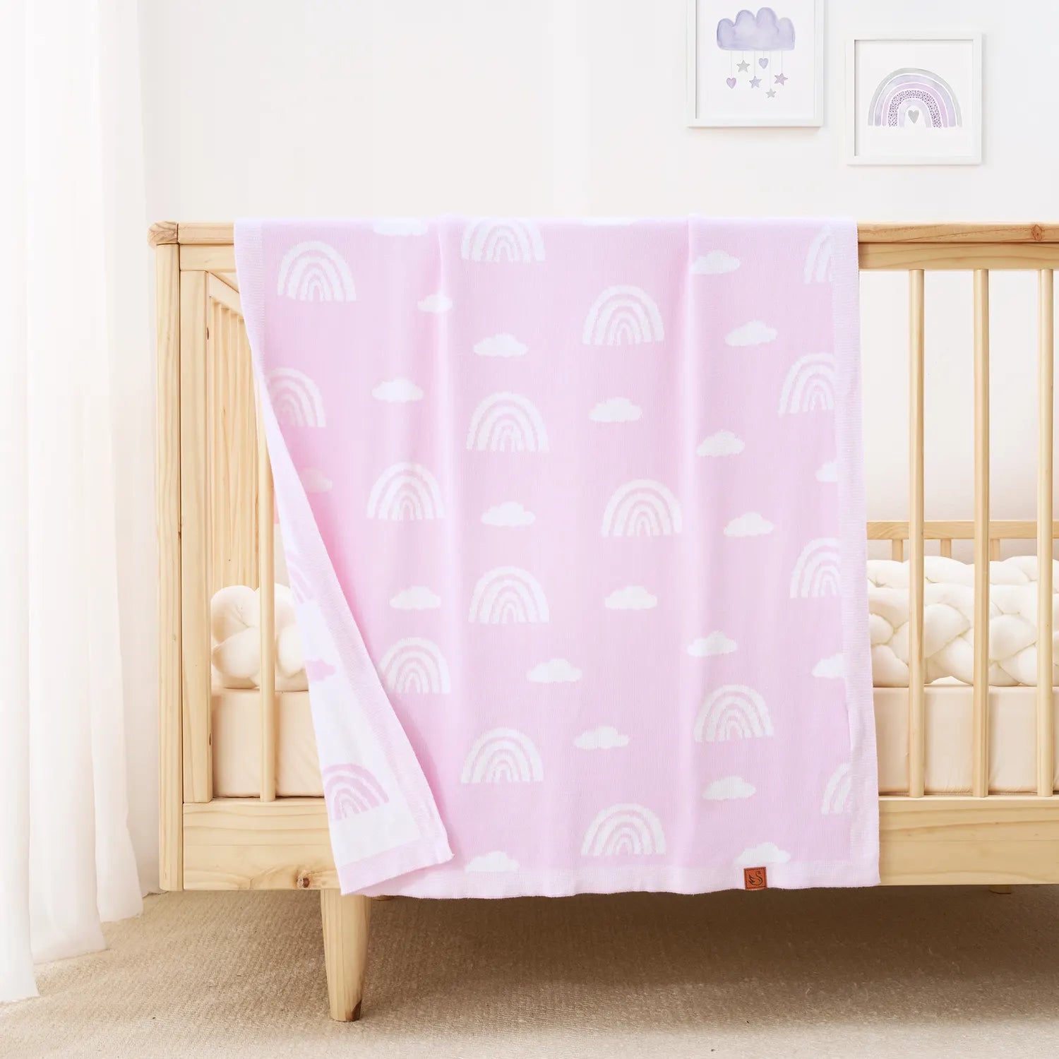 Rainbow Lilac Jacquard Knit Baby Blanket - Aaria Tees Aaria Tees