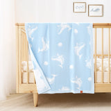 Whale Jacquard Knit Baby Blanket - Aaria Tees Aaria Tees
