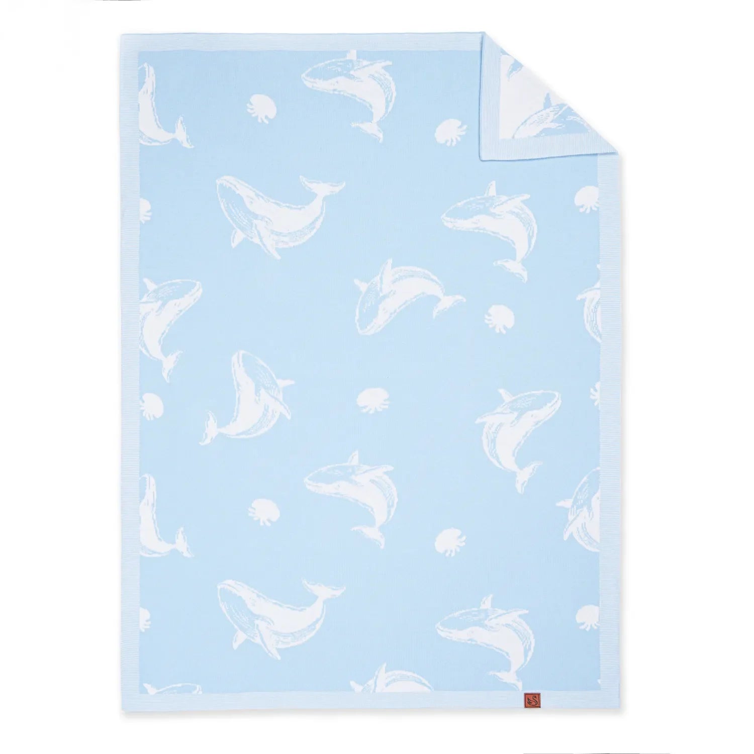 Whale Jacquard Knit Baby Blanket - Aaria Tees Aaria Tees