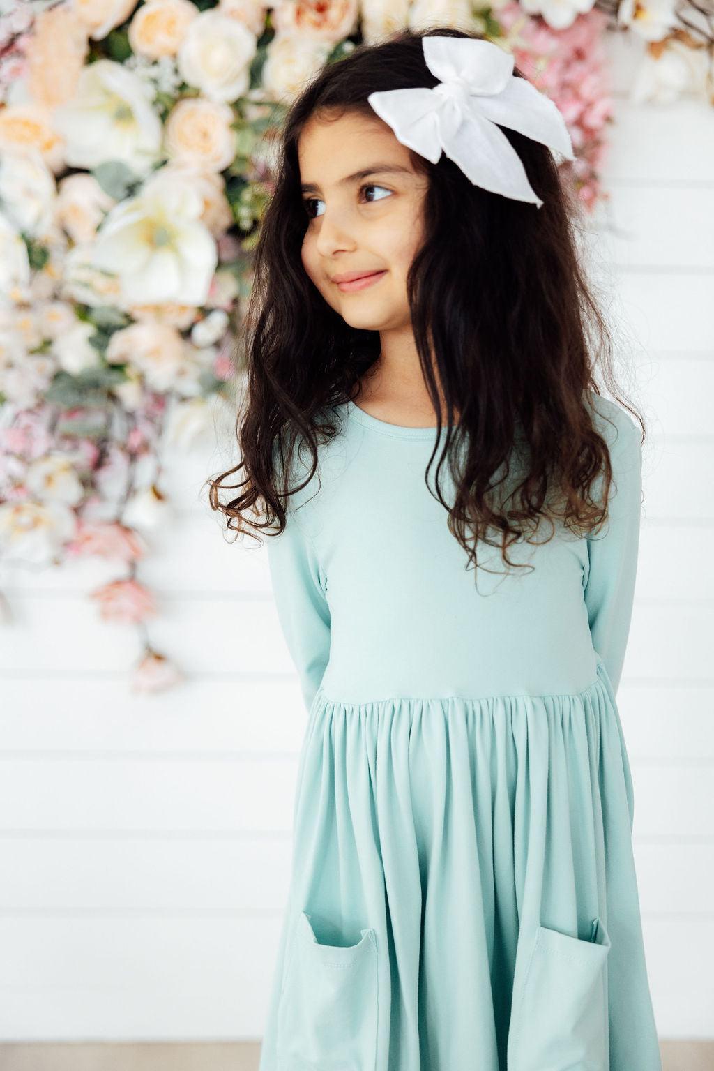 Sage 3/4 Sleeve Pocket Twirl Dress - Aaria Tees Aaria Tees