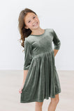 Sage Velvet Twirl Dress - Aaria Tees Aaria Tees