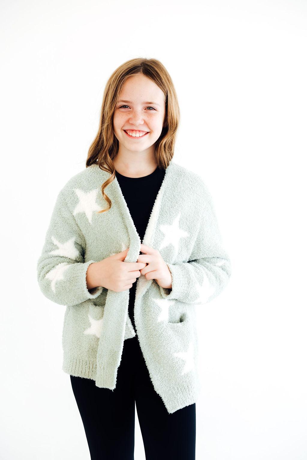 Sage/Coconut Star Cozy Cardigan - Aaria Tees Aaria Tees