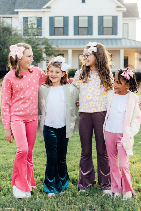 Coconut/Light Pink Heart Cozy Cardigan - Aaria Tees Aaria Tees
