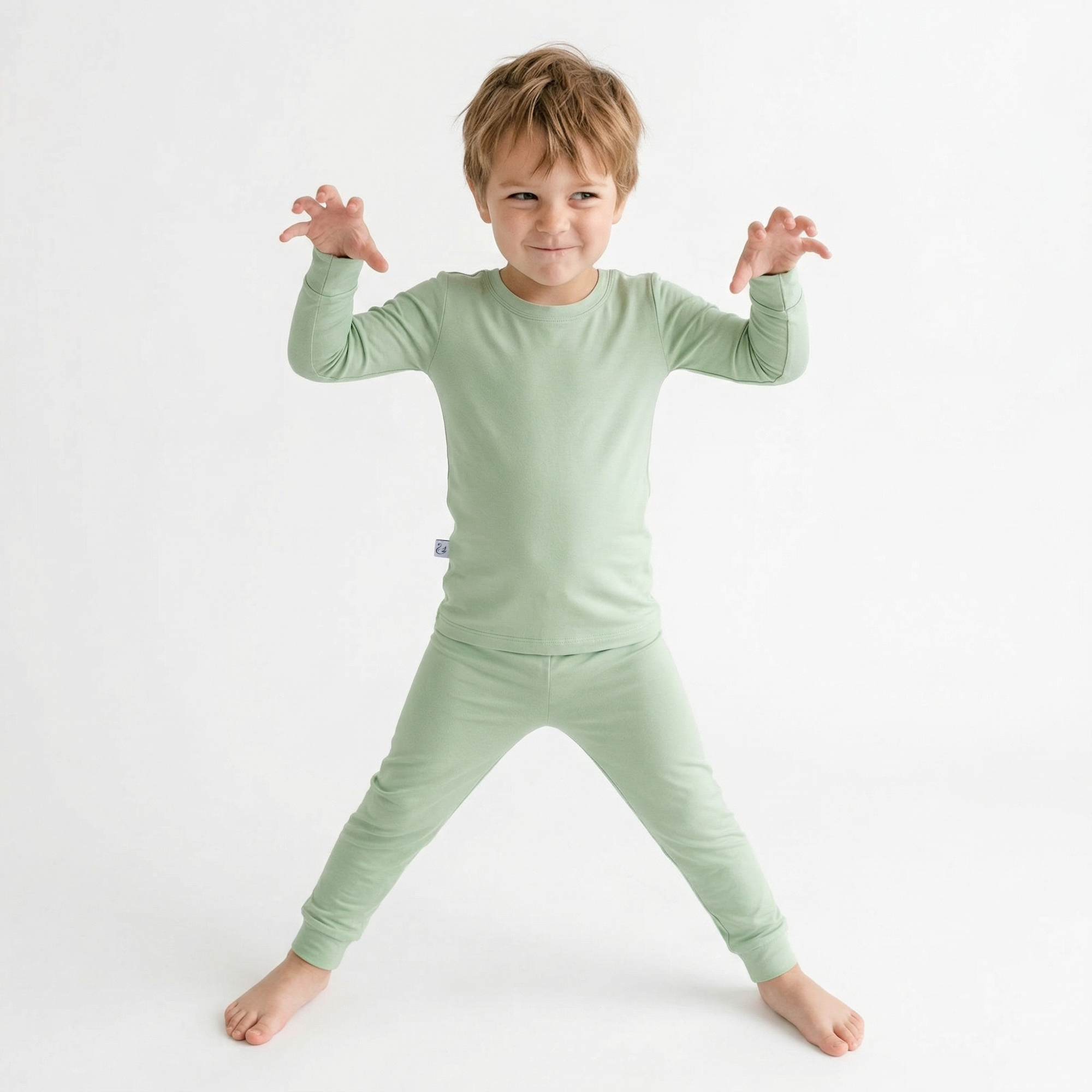 Sage Green Long Sleeve Bamboo Pajama Set - Aaria Tees Aaria Tees