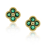 Gracie CZ Clover Studs Emerald Aaria Tees