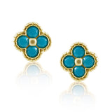 Gracie CZ Clover Studs Turquoise Aaria Tees