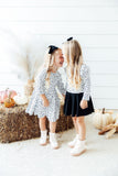 Scattered Dot 3/4 Sleeve Pocket Twirl Dress - Aaria Tees Aaria Tees