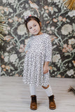 Scattered Dot 3/4 Sleeve Pocket Twirl Dress - Aaria Tees Aaria Tees