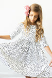 Scattered Dot 3/4 Sleeve Pocket Twirl Dress - Aaria Tees Aaria Tees