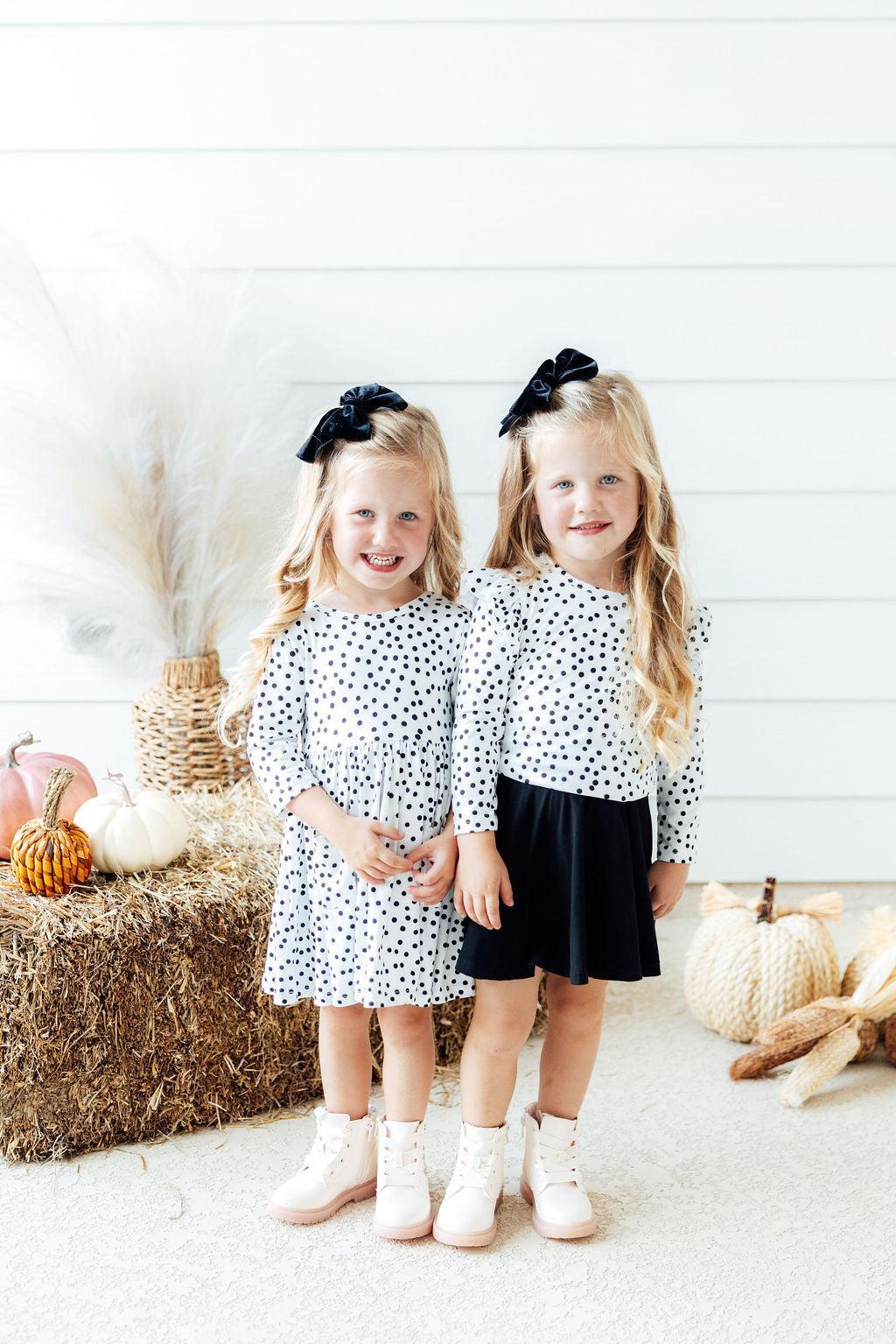 Scattered Dot L/S Ruffle Tee - Aaria Tees Aaria Tees