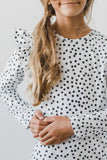 Scattered Dot L/S Ruffle Tee - Aaria Tees Aaria Tees