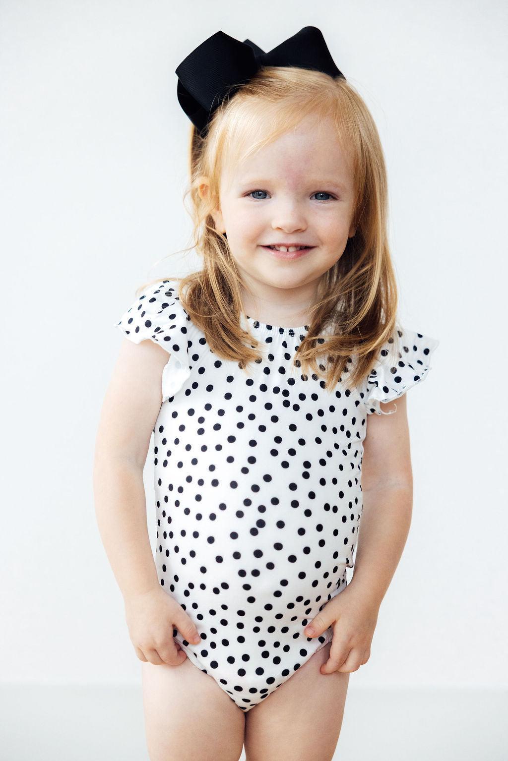 Scattered Dot S/S Flutter Sleeve Leotard - Aaria Tees Aaria Tees