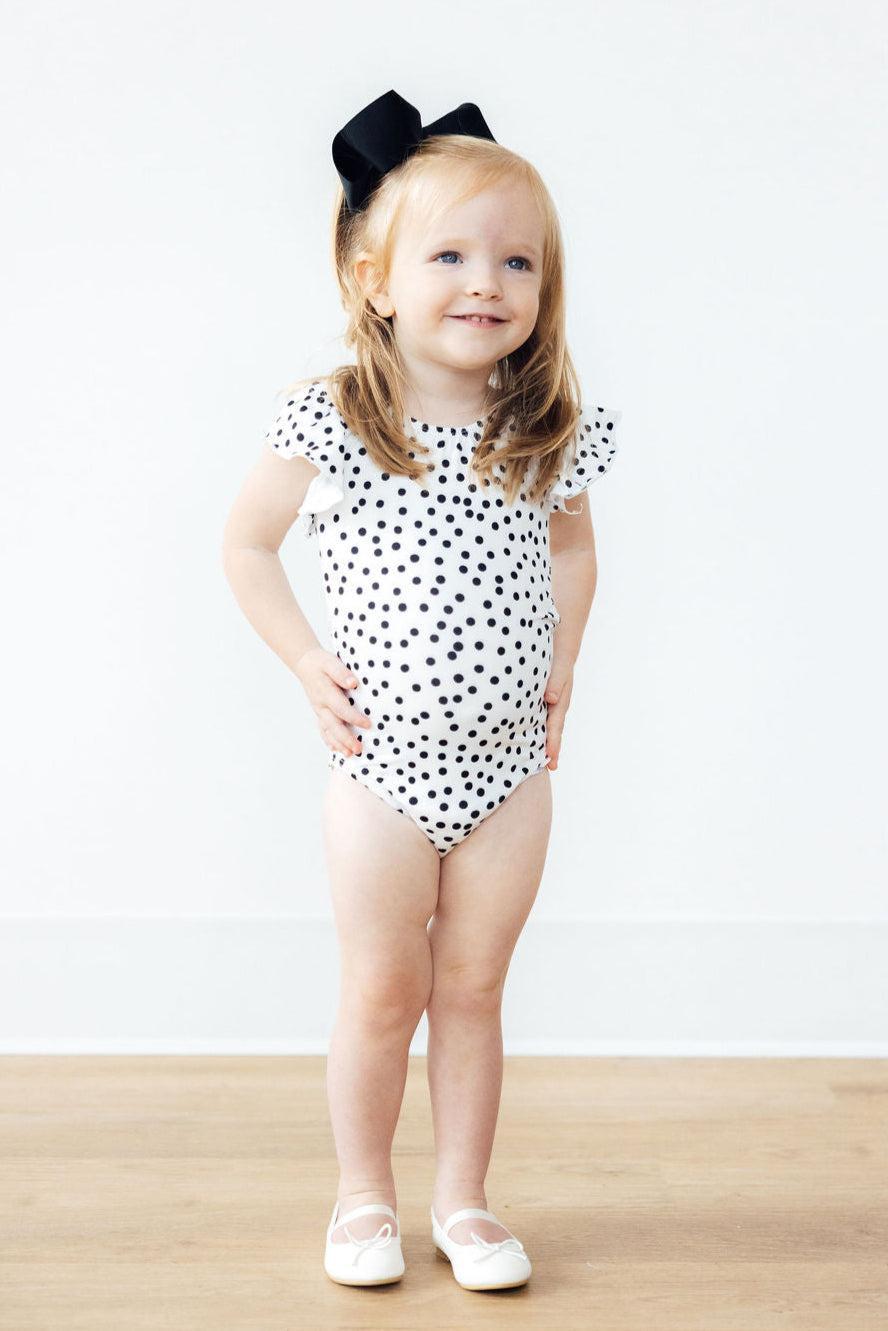 Scattered Dot S/S Flutter Sleeve Leotard - Aaria Tees Aaria Tees