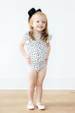 Scattered Dot S/S Flutter Sleeve Leotard - Aaria Tees Aaria Tees
