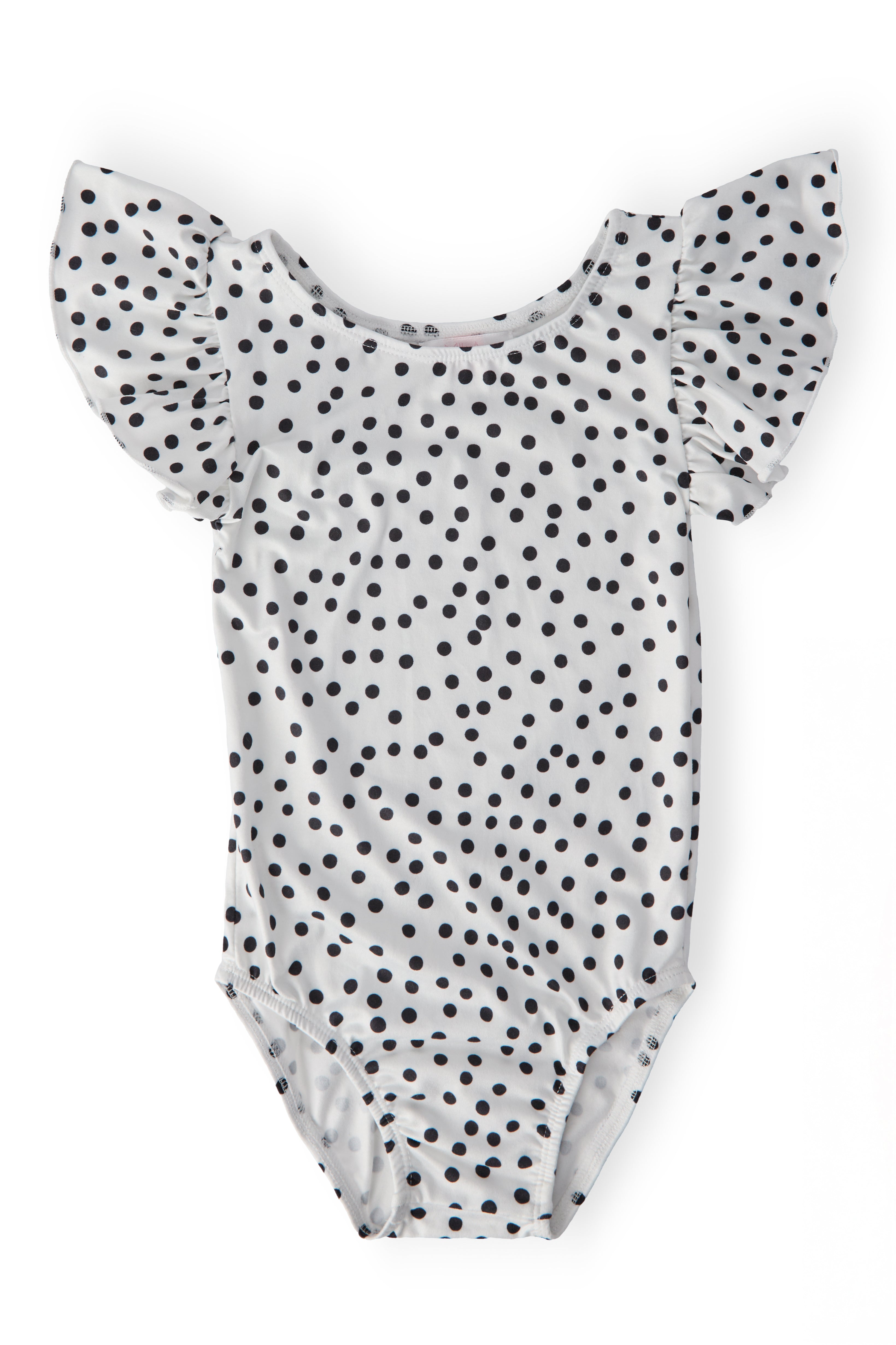 Scattered Dot S/S Flutter Sleeve Leotard - Aaria Tees Aaria Tees