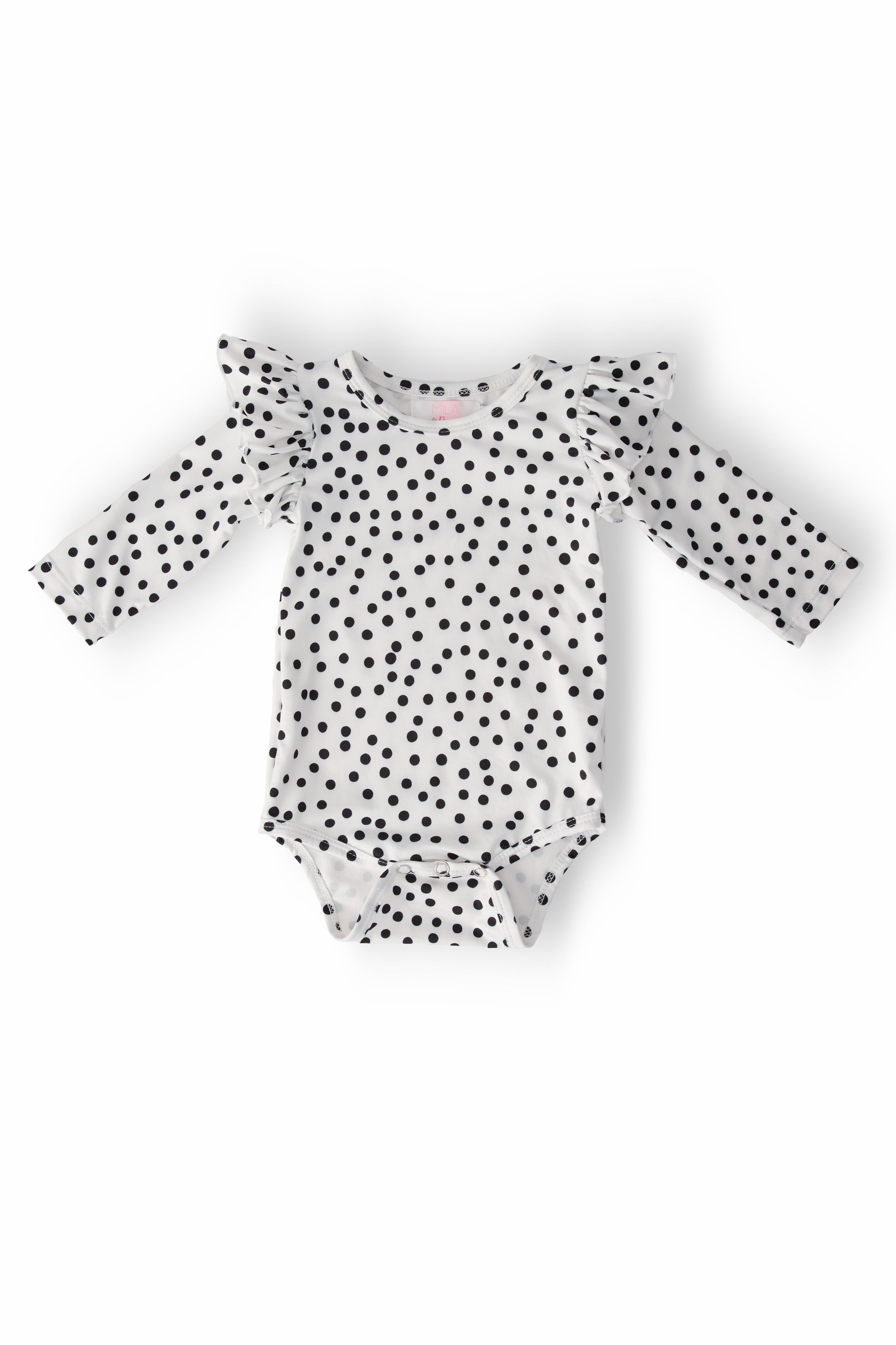 Scattered Dot L/S Flutter Bodysuit - Aaria Tees Aaria Tees