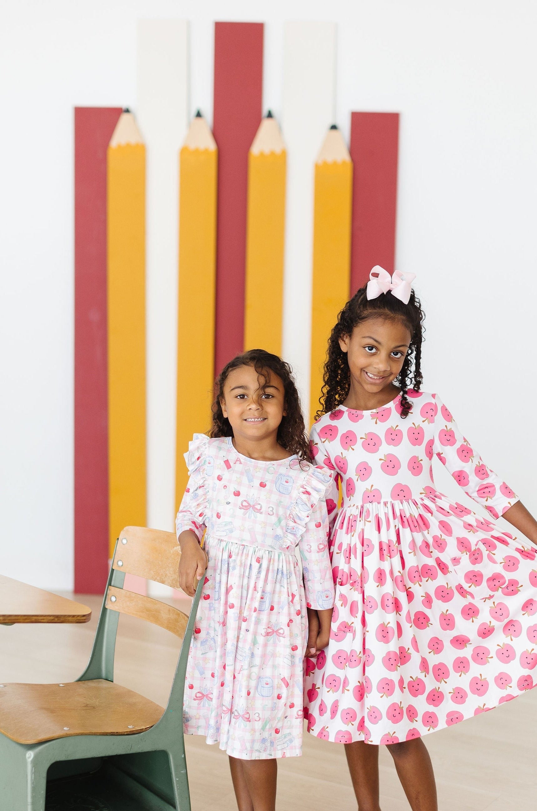 School Days 3/4 Ruffle Twirl Dress - Aaria Tees Aaria Tees