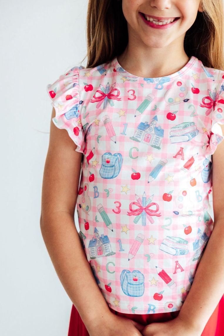 School Days S/S Ruffle Tee - Aaria Tees Aaria Tees