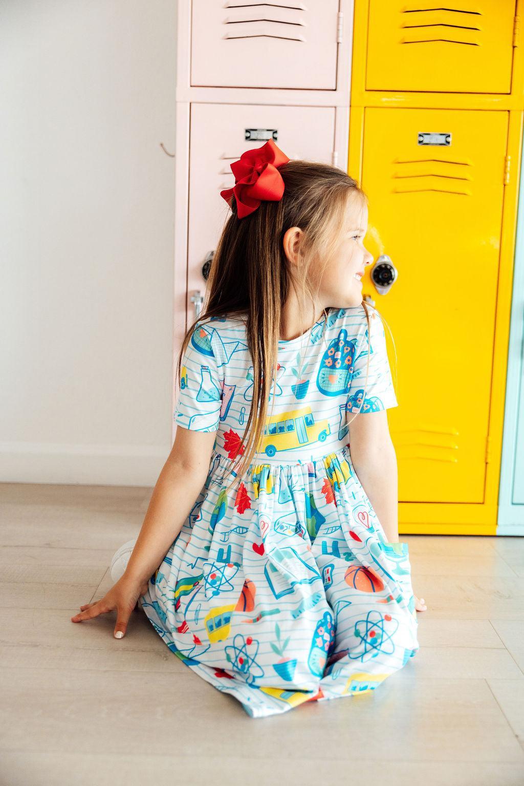 School Rules S/S Pocket Twirl Dress - Aaria Tees Aaria Tees