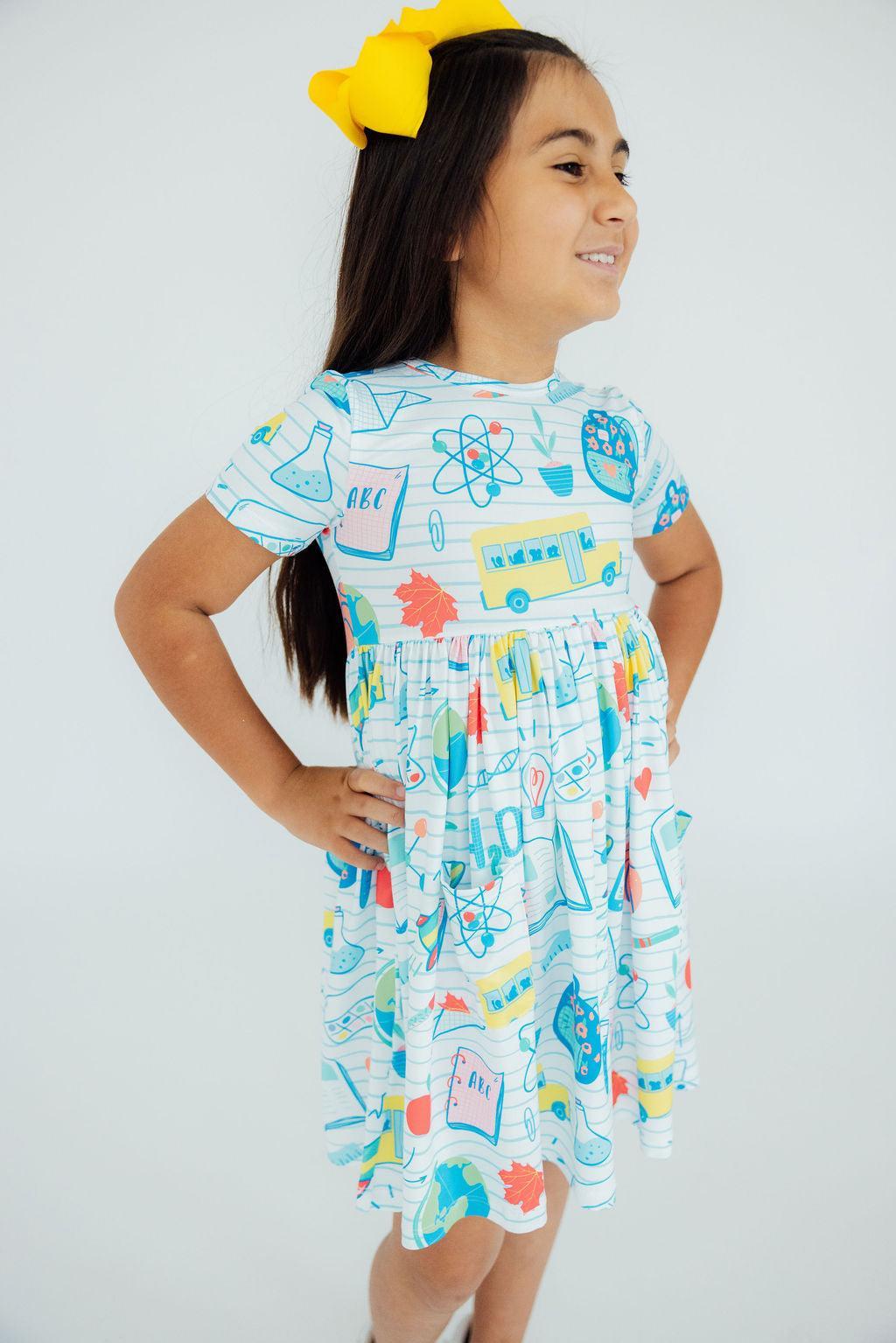 School Rules S/S Pocket Twirl Dress - Aaria Tees Aaria Tees