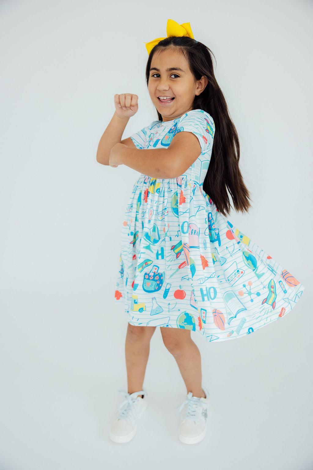 School Rules S/S Pocket Twirl Dress - Aaria Tees Aaria Tees