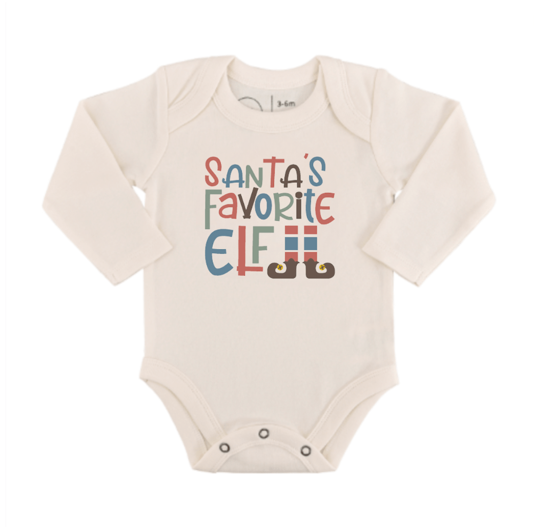 graphic bodysuit | santas favorite elf (long sleeve) - Aaria Tees