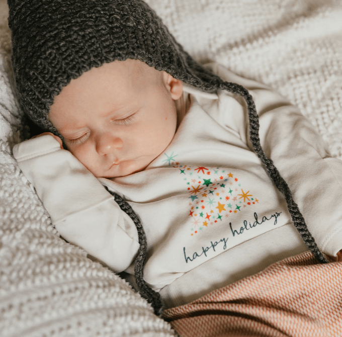 long sleeve graphic bodysuit | happy holidays tree - Aaria Tees Aaria Tees