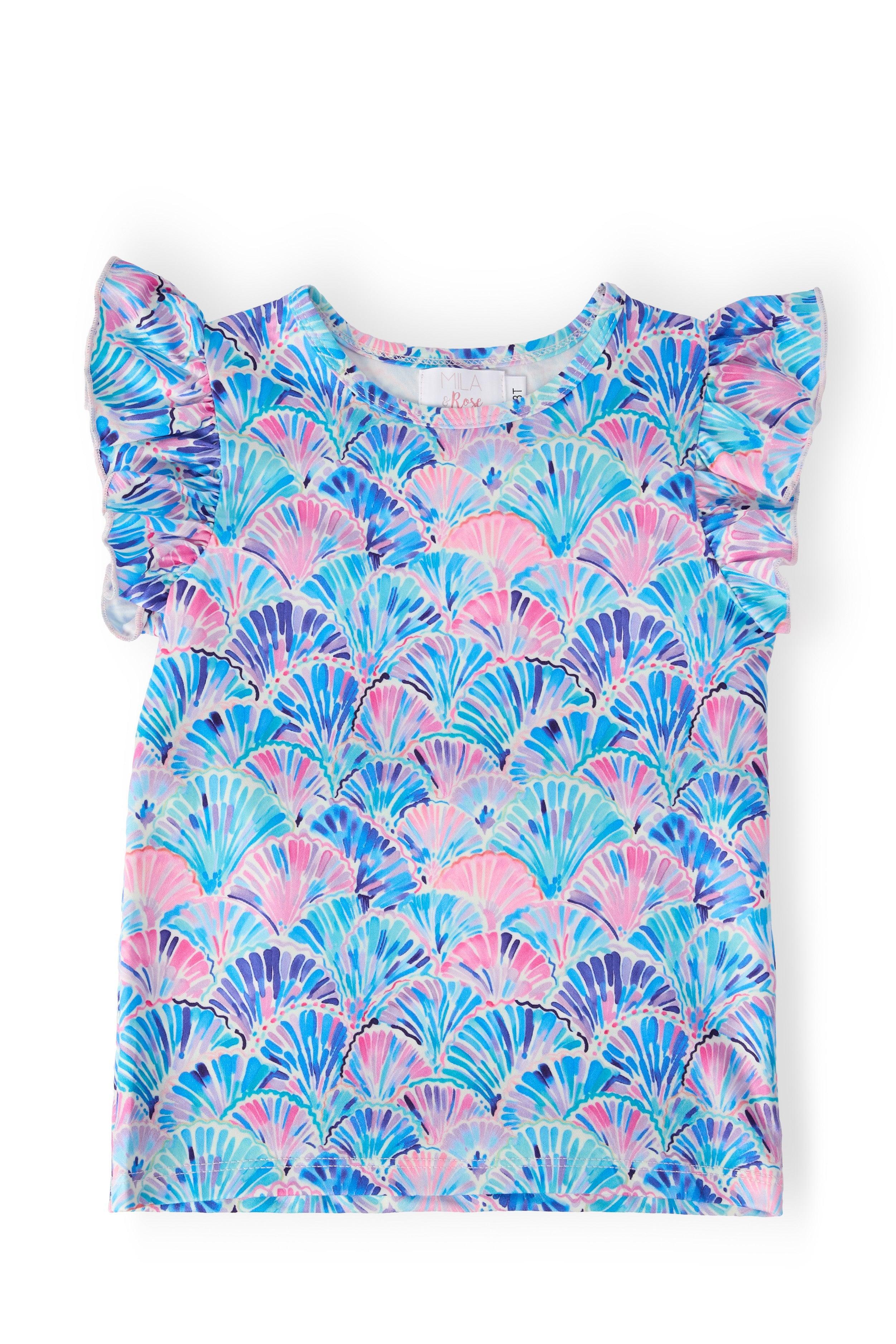 Seaside Shells S/S Ruffle Tee - Aaria Tees Aaria Tees