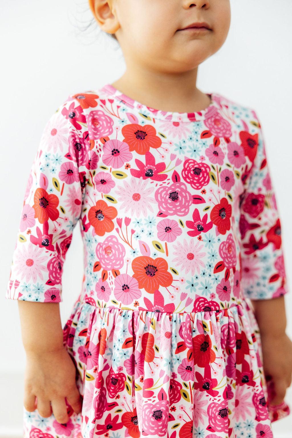 Secret Garden 3/4 Sleeve Twirl Bodysuit - Aaria Tees Aaria Tees