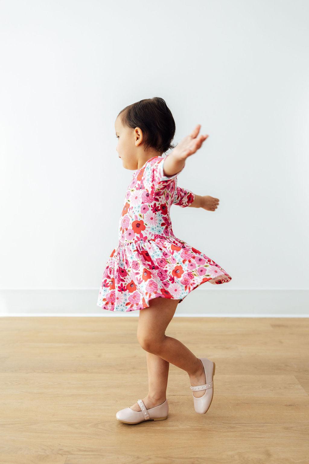 Secret Garden 3/4 Sleeve Twirl Bodysuit - Aaria Tees Aaria Tees
