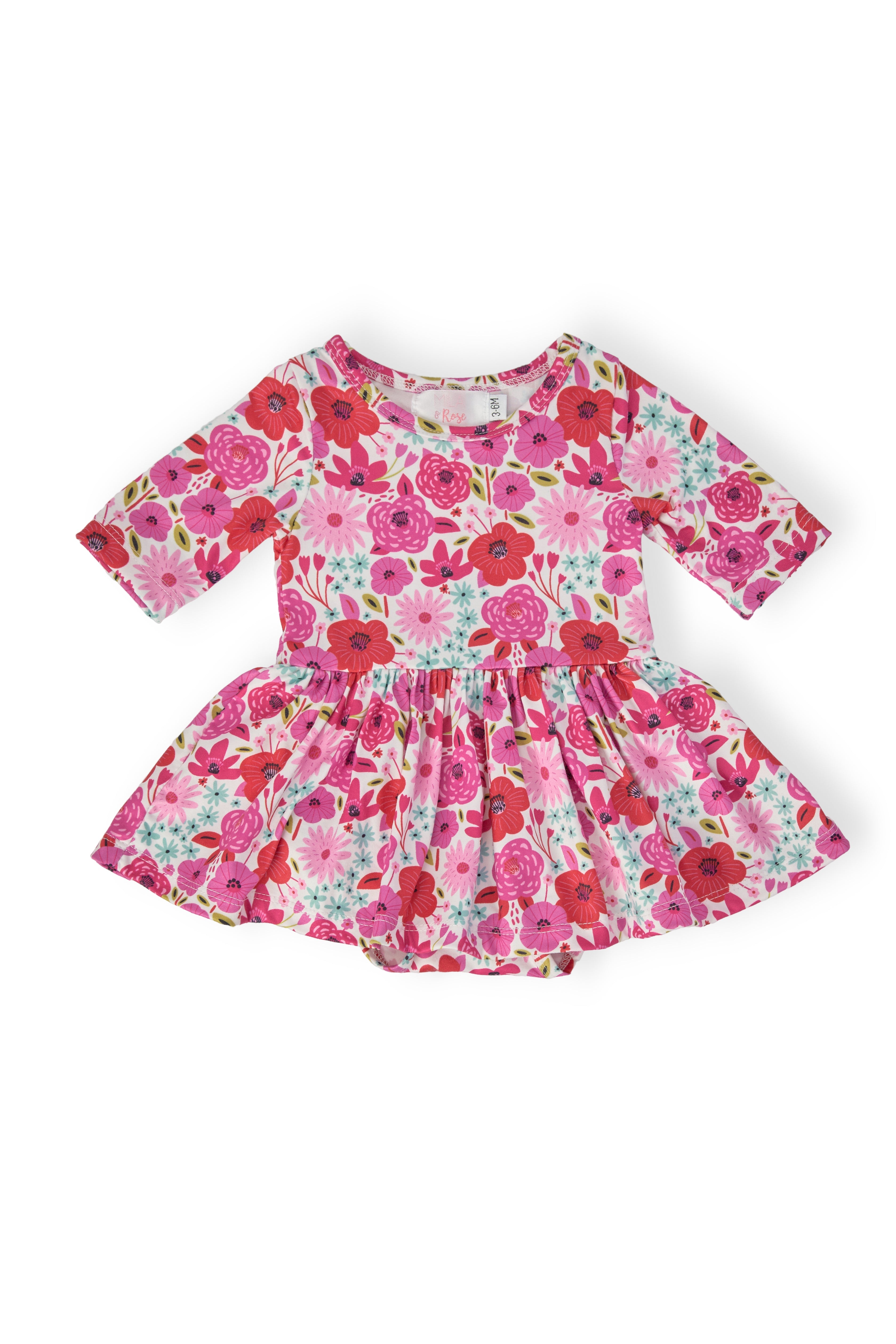 Secret Garden 3/4 Sleeve Twirl Bodysuit - Aaria Tees Aaria Tees