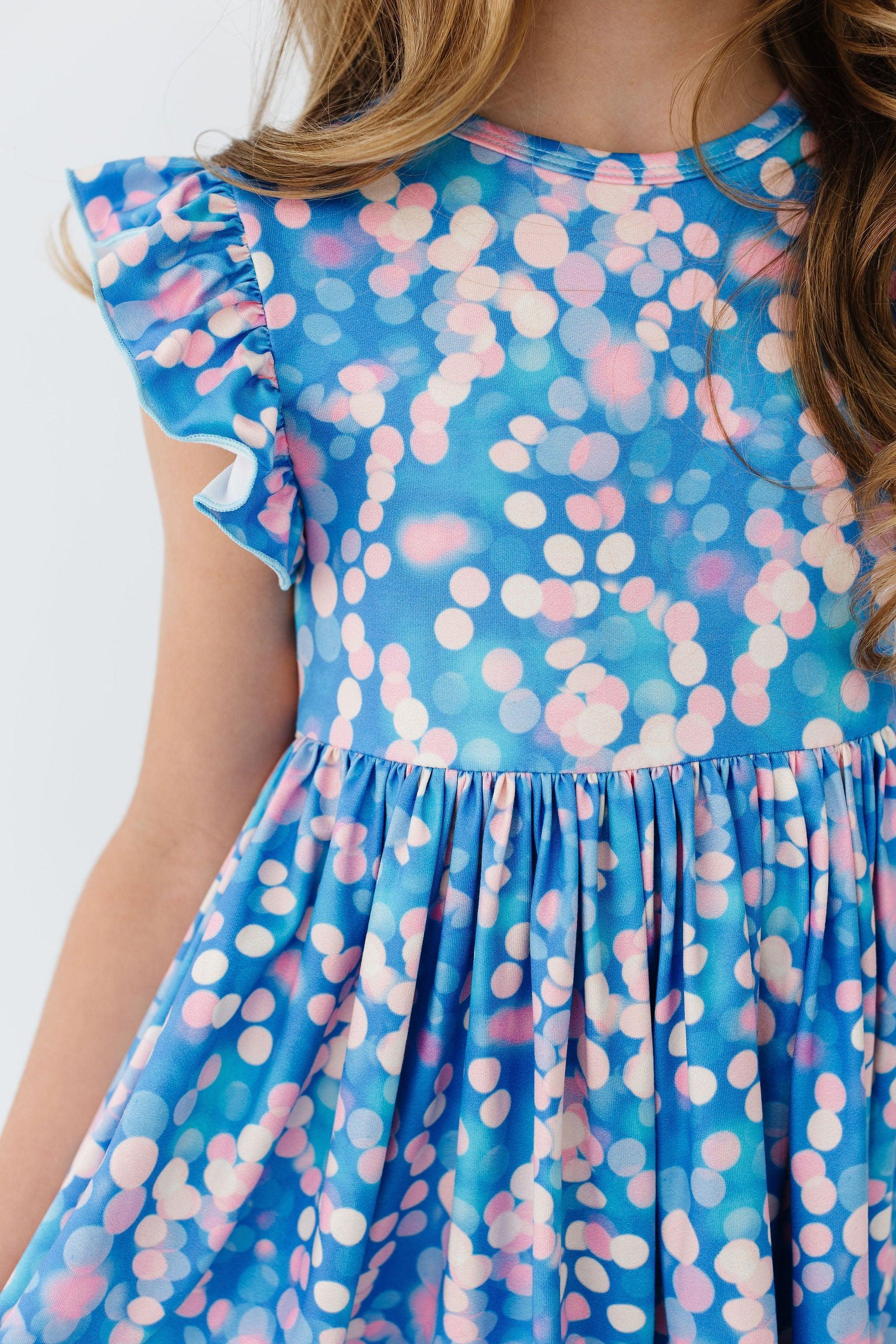 Shimmer & Shine Flutter Sleeve Twirl Dress - Aaria Tees Aaria Tees