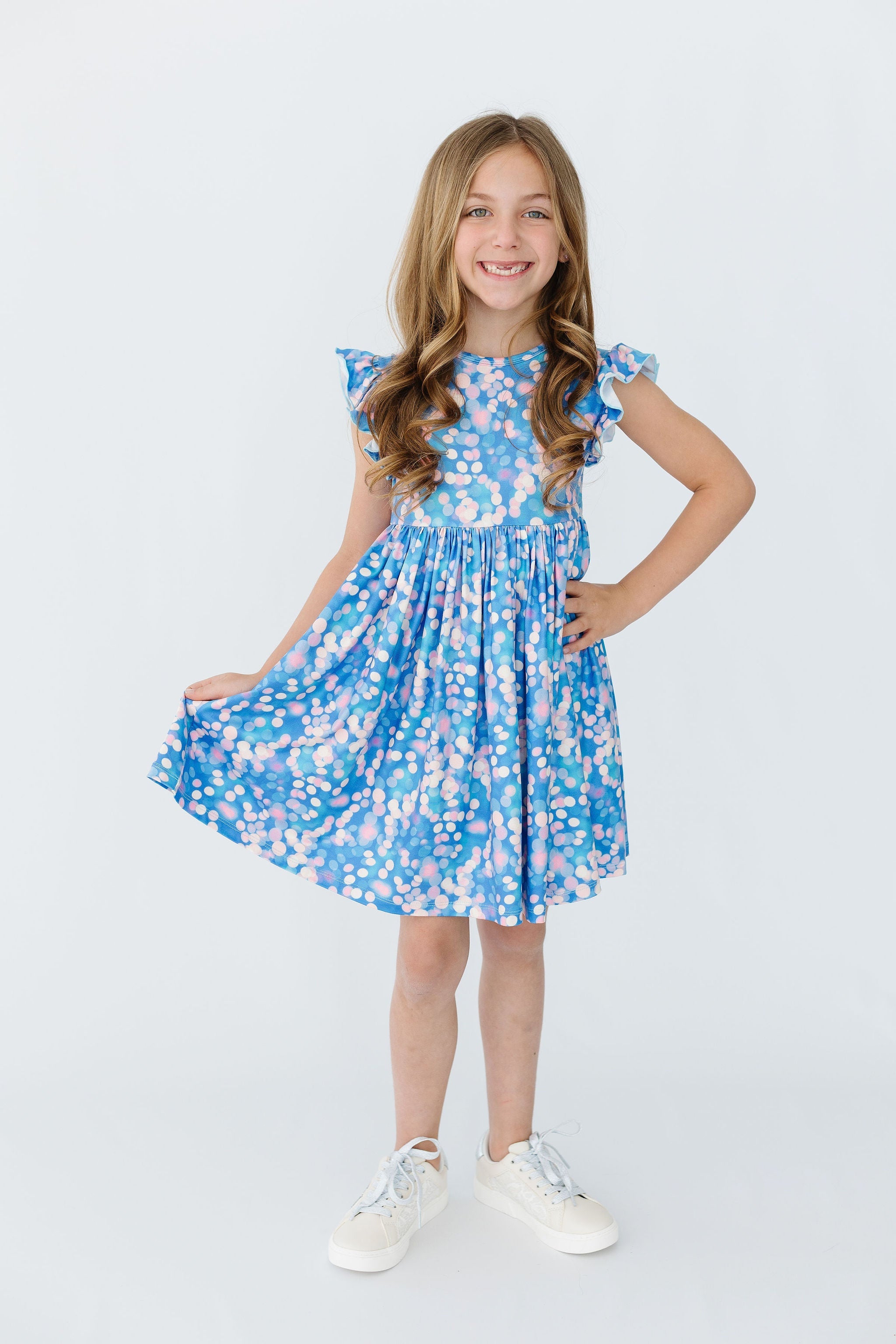 Shimmer & Shine Flutter Sleeve Twirl Dress - Aaria Tees Aaria Tees