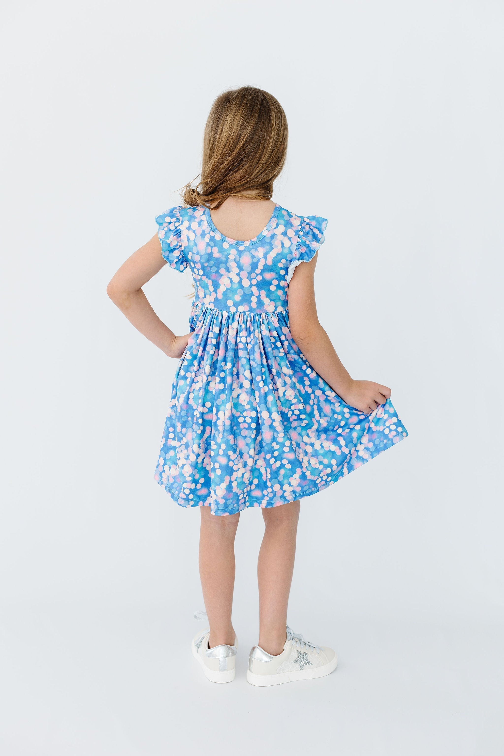 Shimmer & Shine Flutter Sleeve Twirl Dress - Aaria Tees Aaria Tees