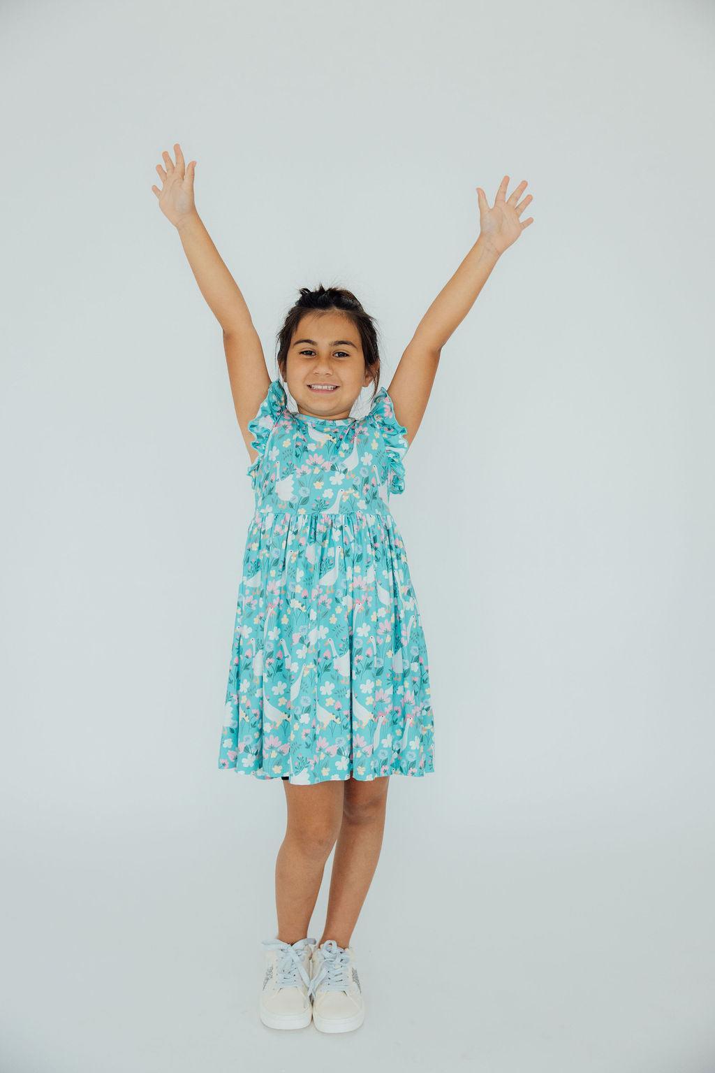 Silly Goose Flutter Sleeve Twirl Dress - Aaria Tees Aaria Tees