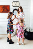 Skeleton Web 3/4 Sleeve Pocket Twirl Dress - Aaria Tees Aaria Tees