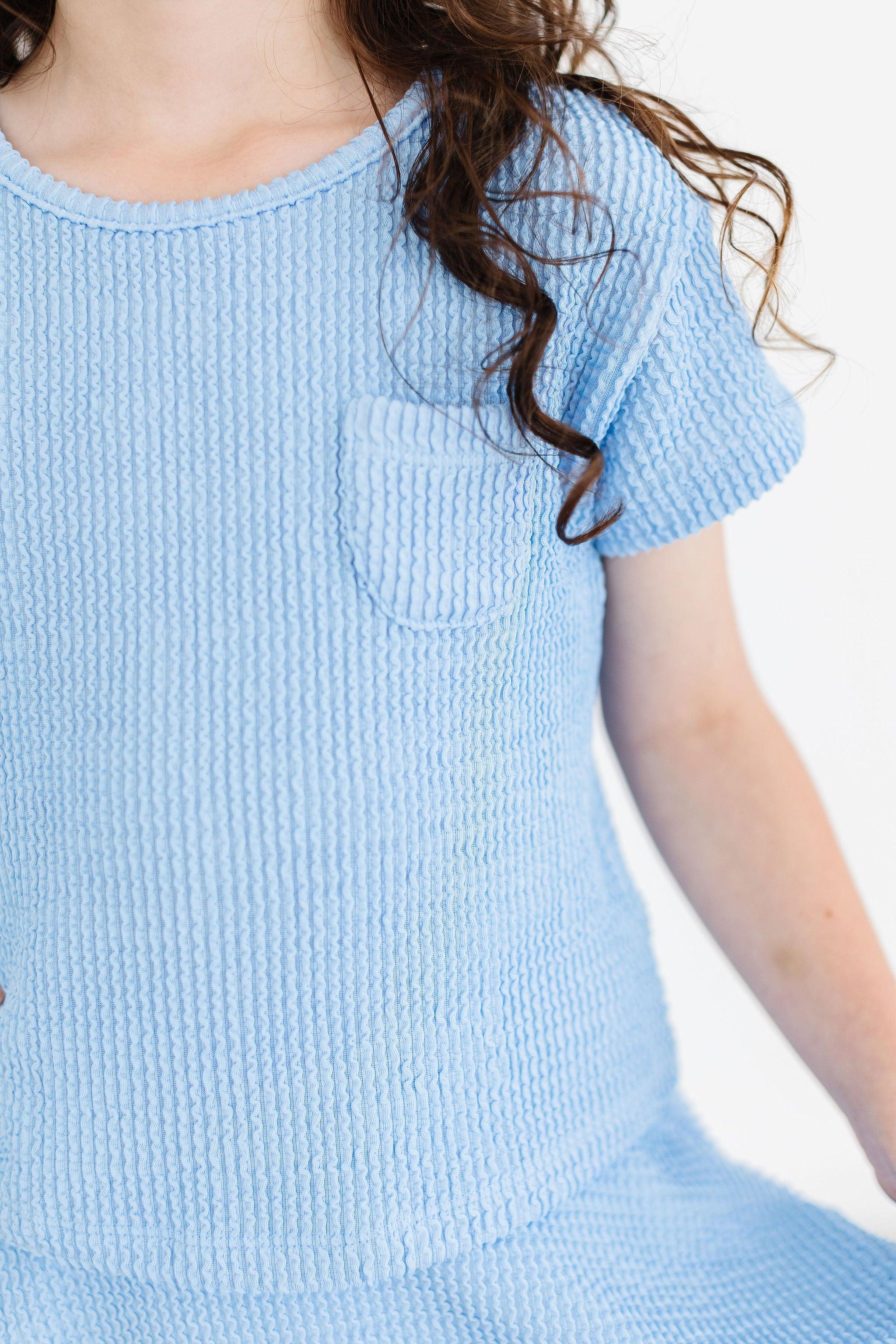 Sky Blue Scrunchy Pocket Tee - Aaria Tees Aaria Tees