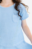 Sky Blue Scrunchy Pocket Tee - Aaria Tees Aaria Tees