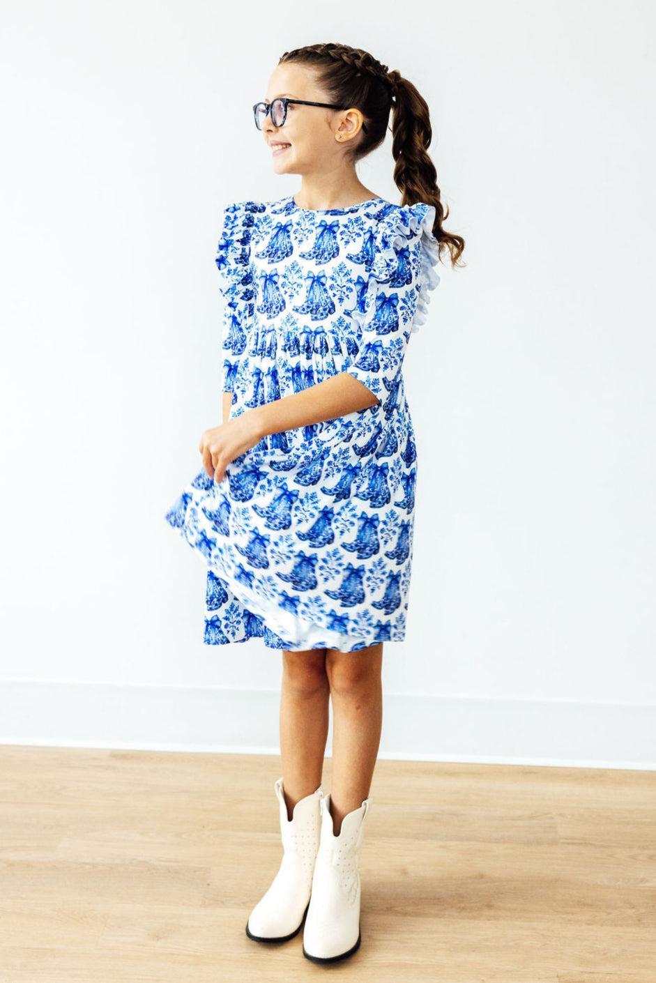 Southern Belle 3/4 Sleeve Ruffle Twirl Dress - Aaria Tees Aaria Tees