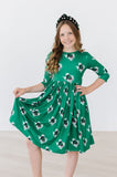 Southlake Carroll Dragons 3/4 Sleeve Pocket Twirl Dress - Aaria Tees Aaria Tees