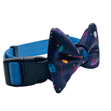 Space Planets Dog Bow Tie Navy Blue Aaria Tees