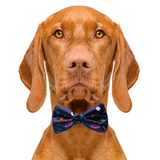 Space Planets Dog Bow Tie Navy Blue Aaria Tees
