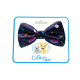 Space Planets Dog Bow Tie Navy Blue Aaria Tees