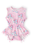 Sparkling Rainbows Pom Pom Romper - Aaria Tees Aaria Tees